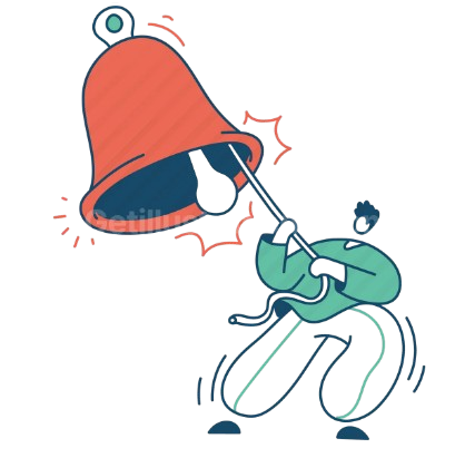 Emergency alert illustration showing a person with alarm bell